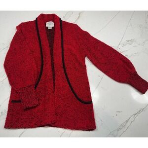 SIDEFFECTS Womens‎ Cardigan Sweater Vintage Open Front Pockets Red Size PL